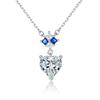 925 Sterling Silver Sapphire Heart Zircon Pendant Love Necklace Women's Premium European and American Cold Wind Clavicle Chain INS