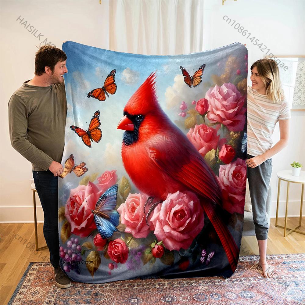 Cardinal Butterfly Fantasy Print Blanket Warm Soft Luxury Gifts for Children Adults Suitable for Home Bed Sofa Travel RV