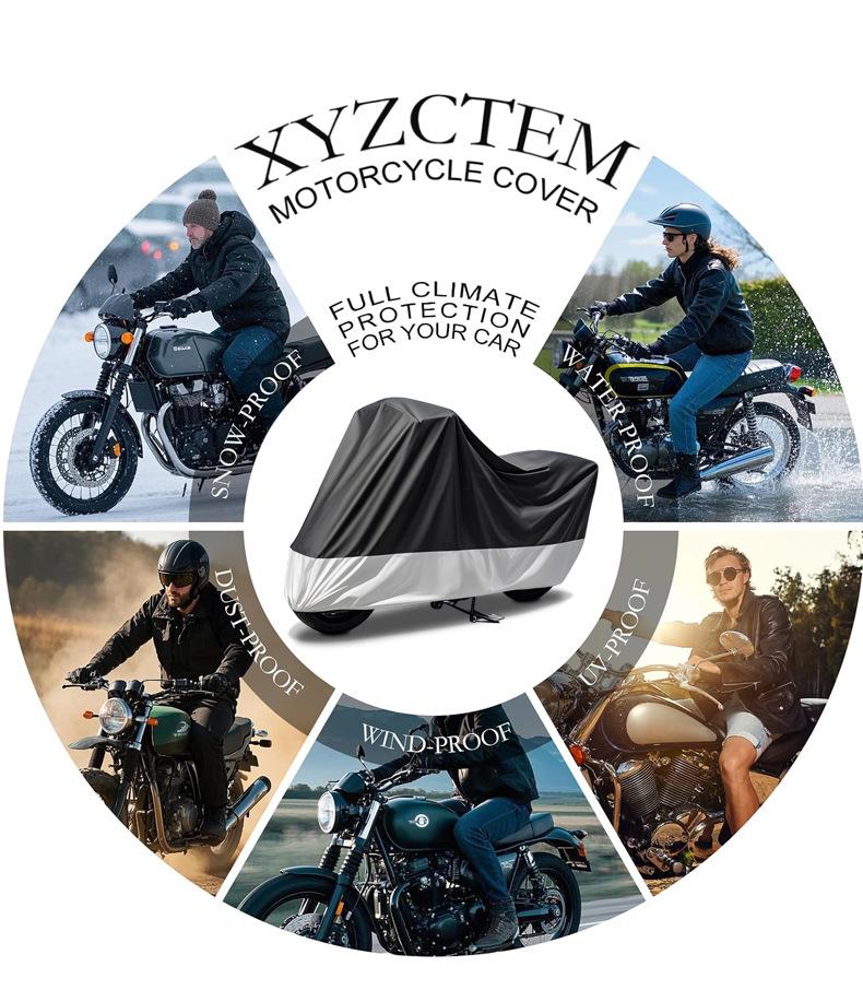 Motorcycle Cover: Thickened 210D Oxford Cloth, Rainproof, Sunproof, Dustproof, & Waterproof.