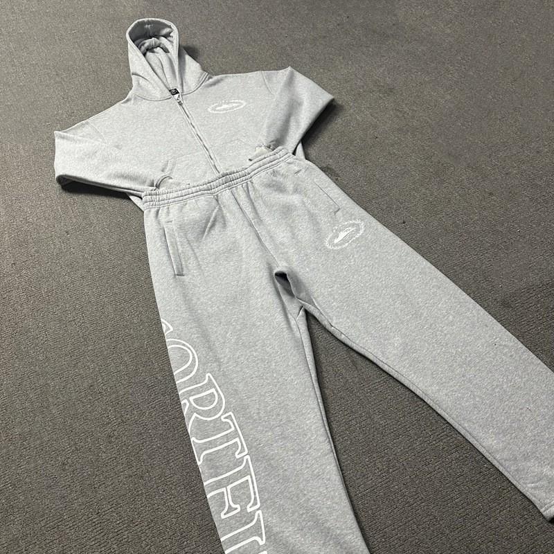 Vintage Hip Hop Zip-Up Hoodie Sweatshirt Set Teens Loose Fit Long Sleeve Casual Streetwear