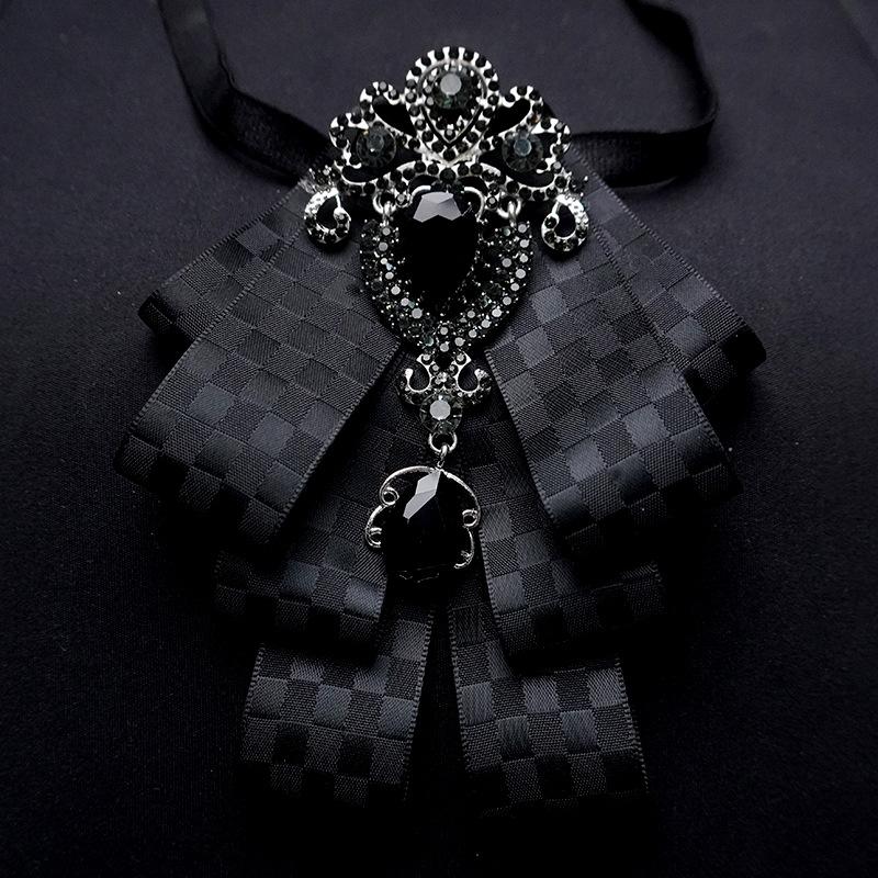 Detachable Bow Tie Brooch Silk Ribbon Collar Pin for Shirts & Blouses Fashion Floral Bow Clip for Women's Casual Outfit