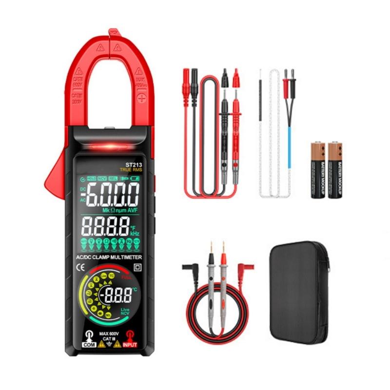 Professional Digital Clamp Meter 6000Counts Double Display Voltages Tester NonContact Voltages Sensors Builts In Flashlights