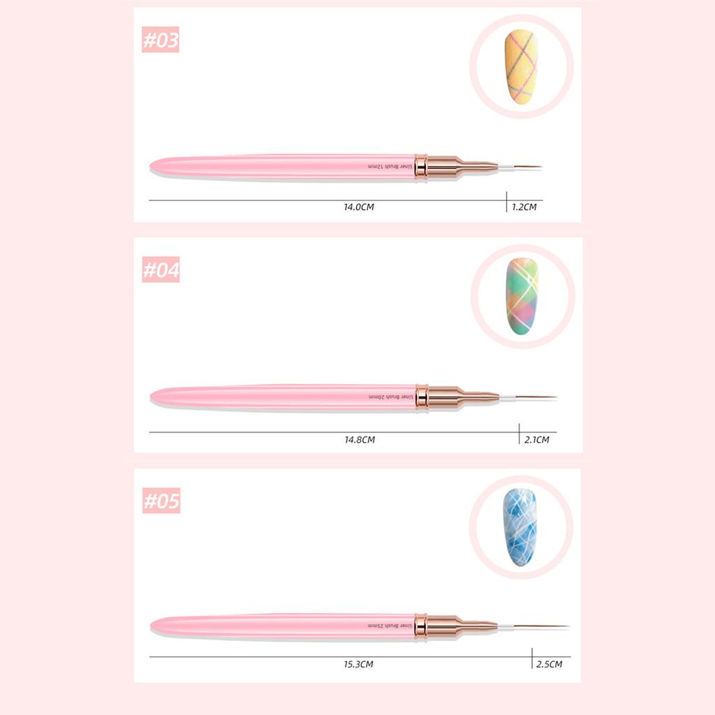 5pcs Nail Brush Set, Acrylic Nail Tool, Fine Hair Nail Pens for Drawing Lines with Dry Detail, Small Details and Nail Art