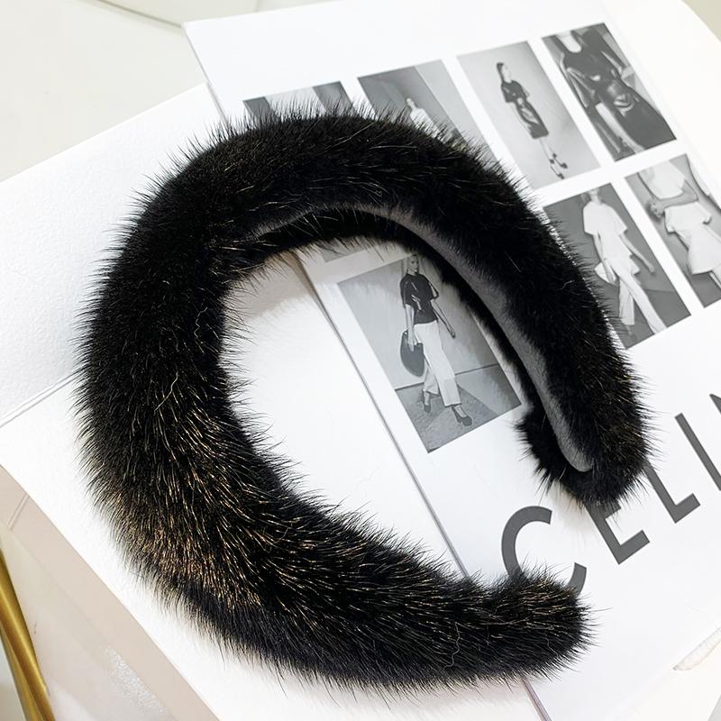 Hot Sale Women Luxury Winter  Mink Fur Headbands High Quality Real Fur Hair Band Lady Fashion Hair Hoop Furry Gift