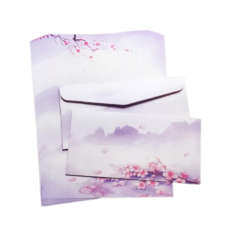 Stationery Paper and Envelopes Set Traditional Letter Writing Paper Color Both Side Writing Stationary Paper for School