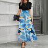 Short Sleeve Women's Dress Casual Flowy A-Line Midi Tshirt Dresses With Pockets Crewneck Vocation Boho Beach Sundress