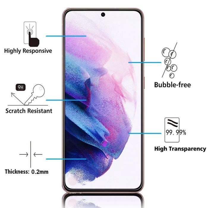 Film de protection - VCOMP - Samsung Galaxy S21+ 5G - Verre Trempé - Pack de 2 - Résistant aux rayures