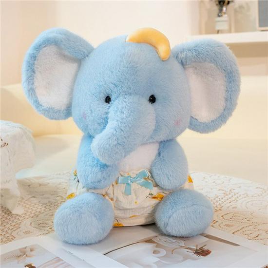 Blue Jiji Elephant Plush - Soothing Cloth Doll for Children's Sleep