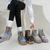 Fashion Denim Women's Ankle Boots Lace Up Commuter Female Boots Patchwork Fabric Platform Woman Low Heel Sports Boots