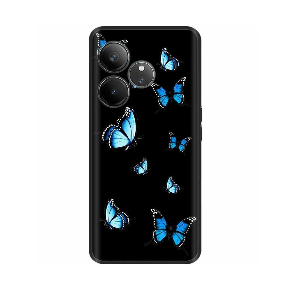 For Realme GT 6 GT 6T Case Black Silicone Luxury Bumper Cute Soft TPU Phone Cases For Realme GT6 5G Cover Shells Coque 6.78''
