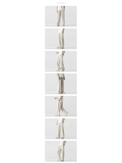 Men's Chinese Style Lightweight Linen Trousers - Summer Plus Size Loose Fit, Wide Leg, Breathable Cotton Casual Pants
