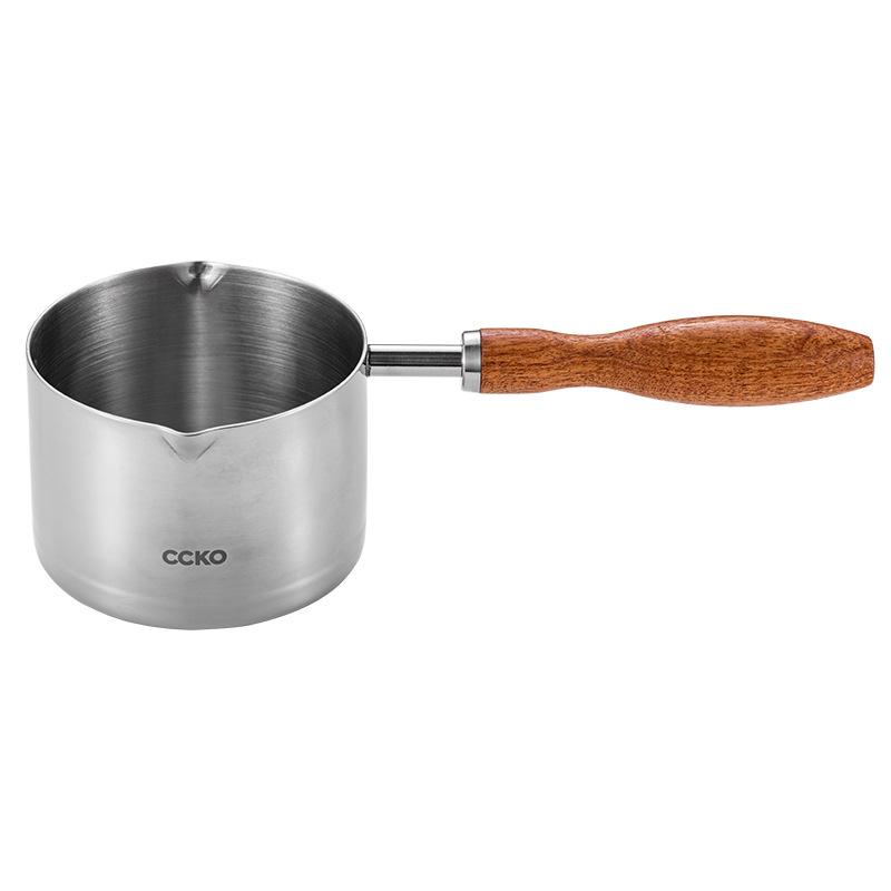 Mini hrnec na polévku z nerezové oceli 304 s dřevěnou rukojetí, hrnec na omáčky, malý hrnec na omáčky pro přípravu omáček, ohřívání mléka, kuchyň