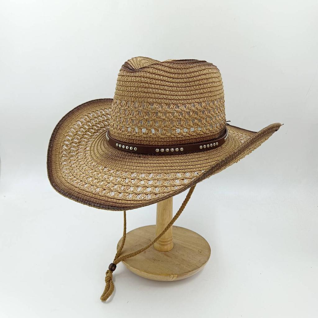 Nuevo sombrero de paja de vaquero occidental unisex estilo nacional sombrero jazz sombrero para el sol sombrero de sol para exteriores sombrero casualNuevo sombrero de paja de vaquero occidental unise