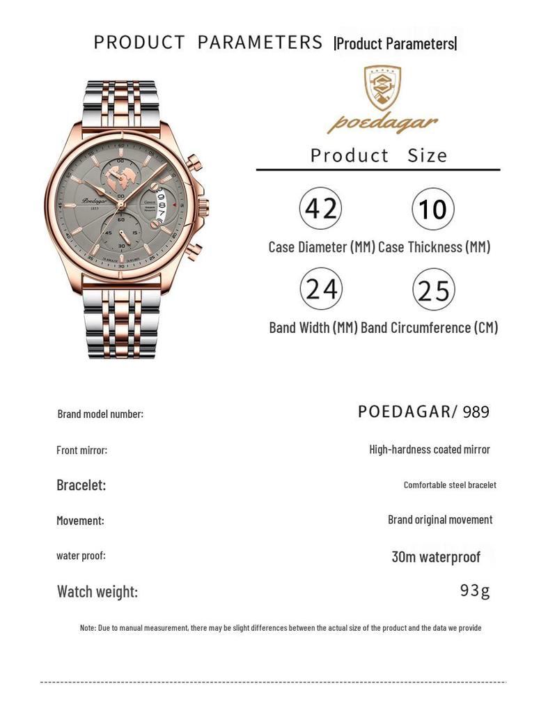Swiss Waterproof Multifunctional Luminous Men's Fashion Wristwatch