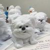 Wind-Blown Dog Figurine Puppy Ornament Realistic Fluffy Adorable Dog Simulated Dog Decoration For Home/Office/Car/Desk