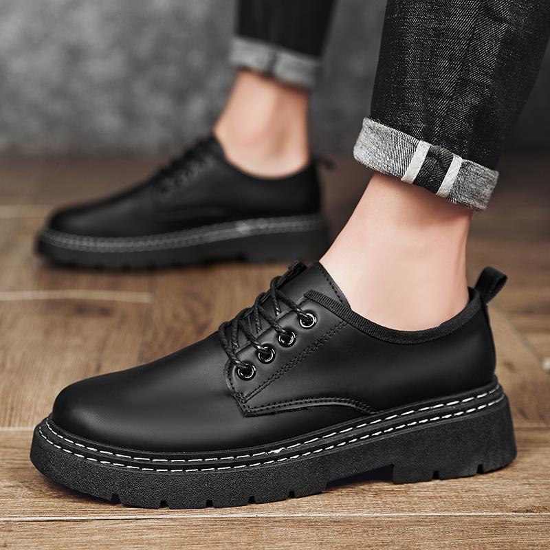 

Men Luxury Designer Low Top Martin Comfortable Casual Leather Ankle Boots Flat Work Shoes British Style Leather Shoes For Men