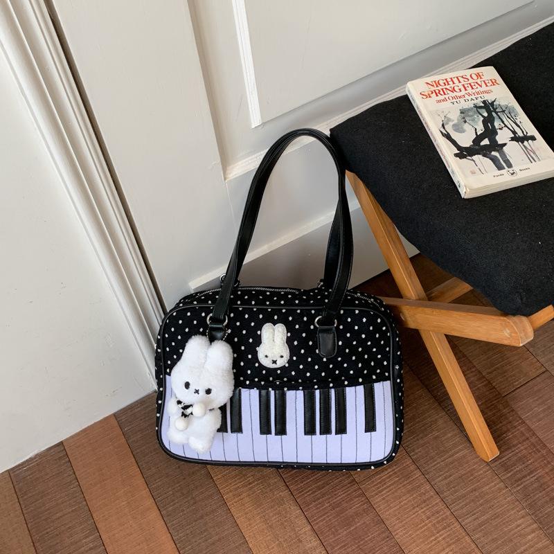 School bag: Korean polka dot piano retro filter, sweet girl niche shoulder bag, gentle playful, girly dual-use backpack