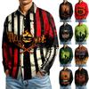 Men's Long Sleeve Button Down Shirt Halloween Print Casual Fit Shirt for Party