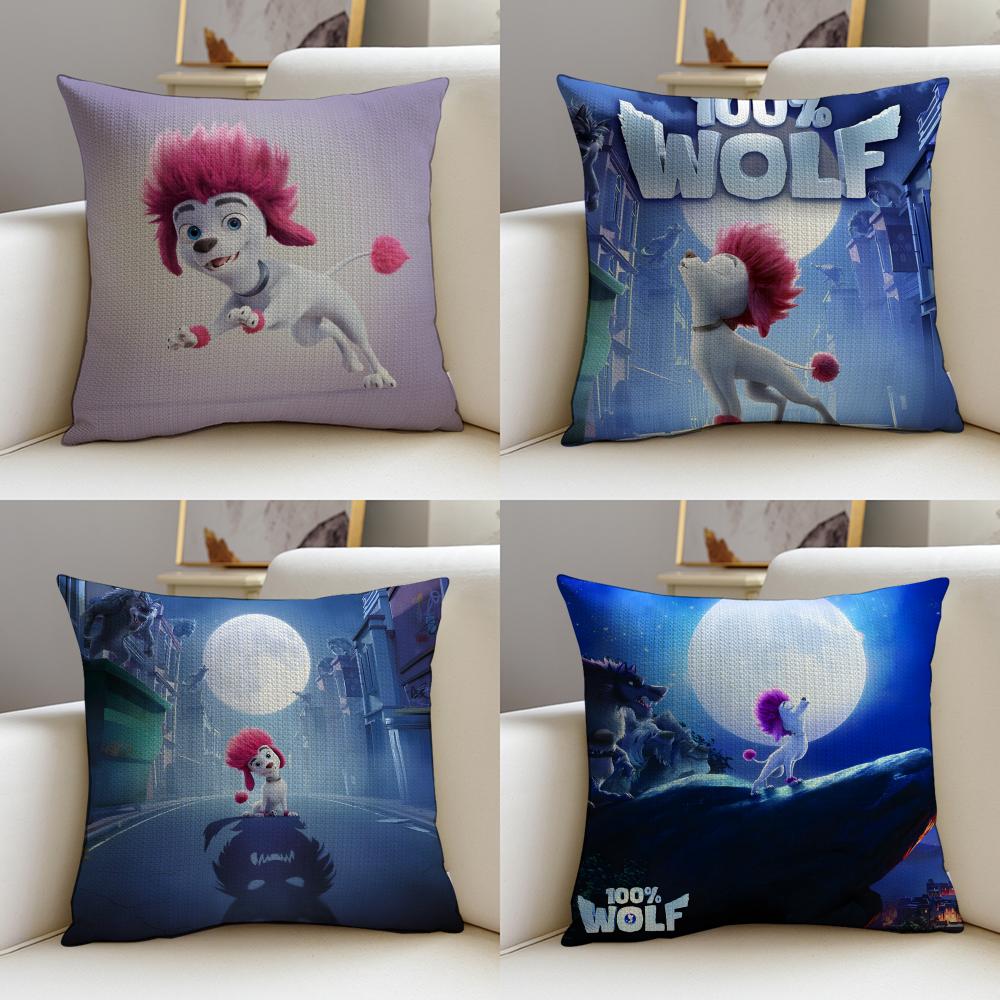 Whimsical W100 WolfS Cushion Cover Breathable and skinfriendly linen pillowcase square removable and washable cushion