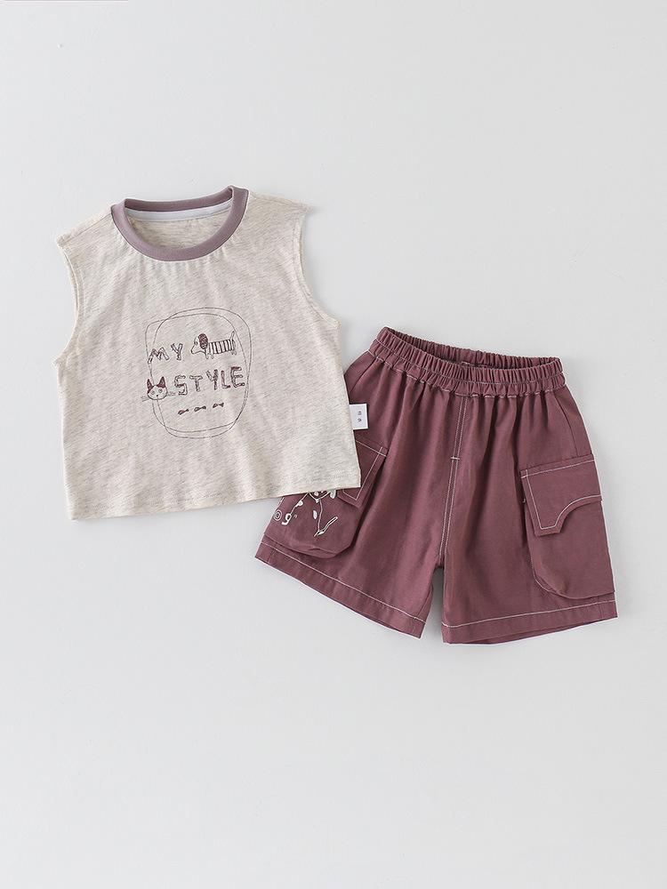 Baby Boy Sleeveless Cotton Vest & Shorts Set - Summer 2-Piece Outfit