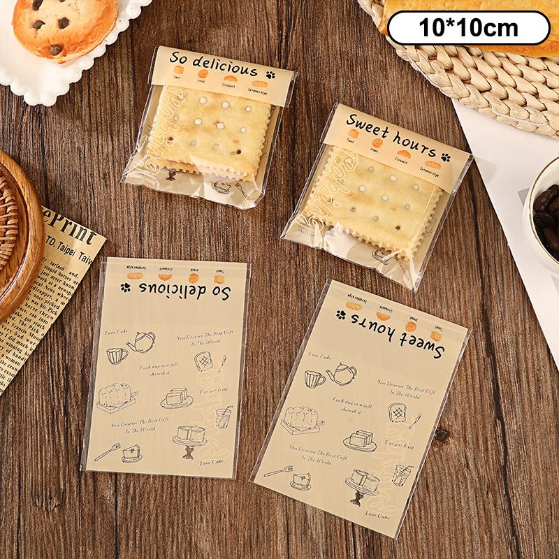 100Pcs 4 Sizes Cartoon Bread Bag Packaging Bags Sandwich Bag For Kids Self Adhesive For Packing Sandwich