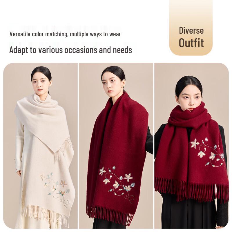 JIUMU Women's Pure Wool Winter Scarf & Shawl Gift Set