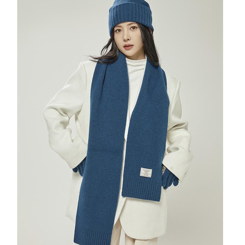 

Новый красный осенне-зимний теплый утолщенный шерстяной шарф модный и простой универсальный шарф шаль двойного назначения однотонный