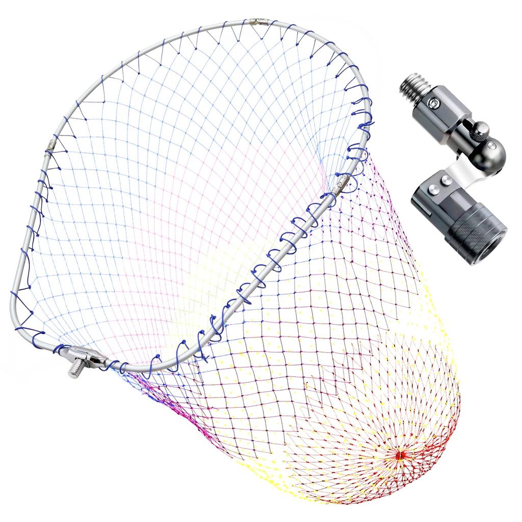 SANLIKE Landing Net, Aluminum Joint, Large Folding Landing Net, Nylon Net, Ultra Lightweight, Oval Frame, Large Size, 52 X 65cm, Net Joint, Gunmetal