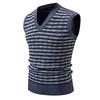 Men's Sleeveless Sweater Striped Wool Vest Vest V-neck Pullover Autumn and Winter New Knitted Sweater