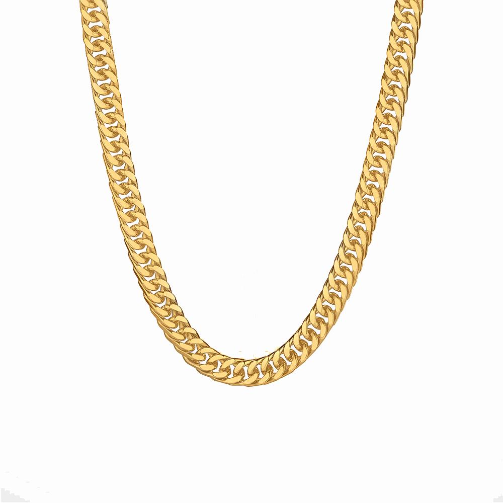 Vintage Curb Cuban Link Chain Necklaces Male Gold Color Stainless Steel Long Choker Chain For Men Women Hip Hop Jewelry Gift