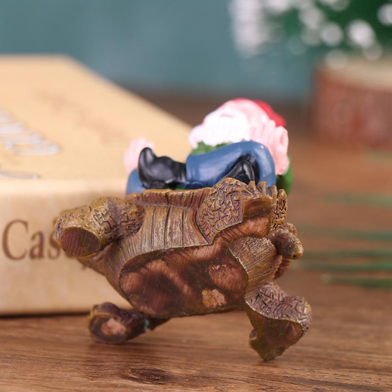 Gartenzwerg Figur Lustiger Zwerg Sitzt Auf Schildkröte Statue Zwerg Ornament