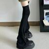 Y2k Stacking Micro Compression Bell Bottom Leg Warmers Y2K Punk Black White Over Knee for Women