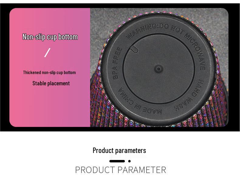 Cană nouă de băut la modă cu strasuri strălucitoare, cu capac și pai, 550ml