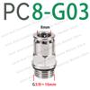 PC-G Thread G1/8 1/4 3/8 1/2 PU Gas Pipe 6 8 10 12mm With Sealing Ring 8-G02 Pneumatic Quick Connector All Copper Nickel Plated