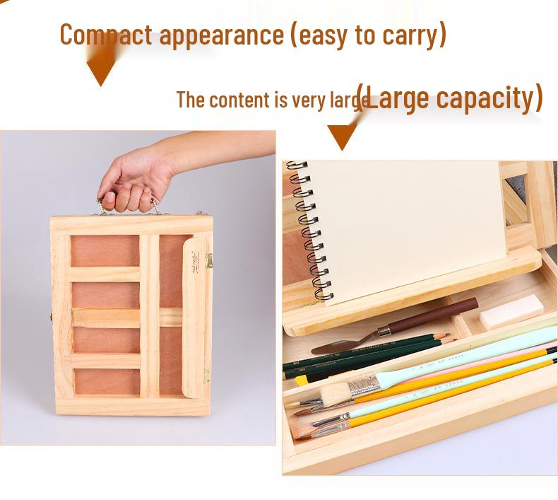 Folding Wooden Desktop Easel: Multifunctional Oil Painting & Sketching Box with Drawing Board