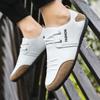 2025 Men Shoes Leisure Leather Shoes for Men White Footwear Summer Trend Breathable Soft Casual Sneakers British Peas Shoes