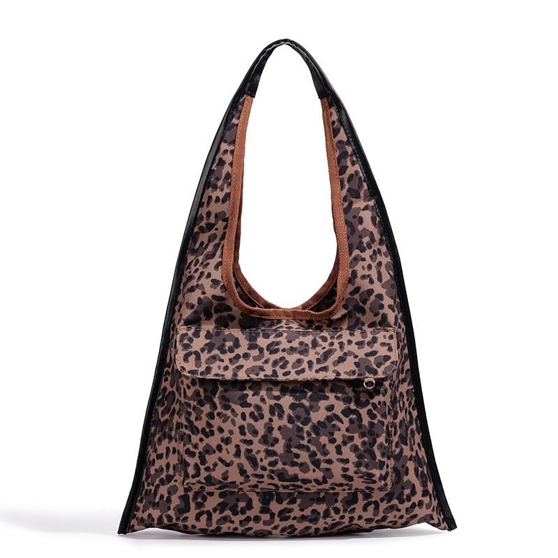2026 New Retro Leopard Print Lazy Shoulder Bag Large-capacity Niche Vest Canvas Underarm Tote