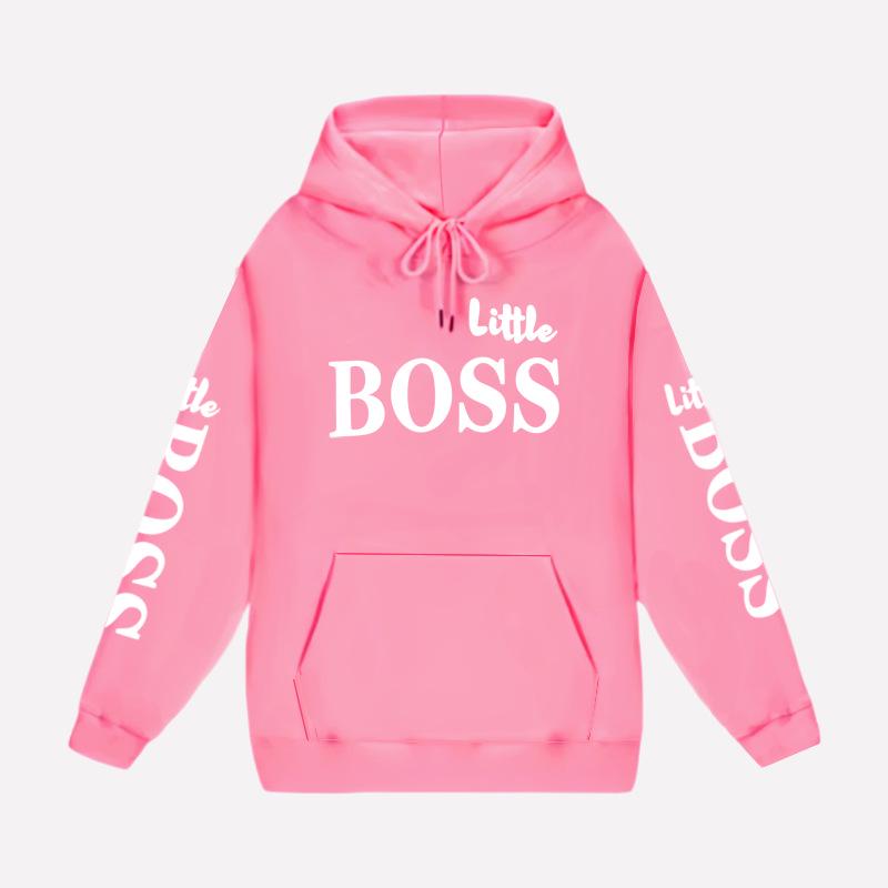 Trendy Kids' Letter Print Hoodie - 'Little Boss' Spring/Autumn Casual Sweatshirt for Boys & Girls