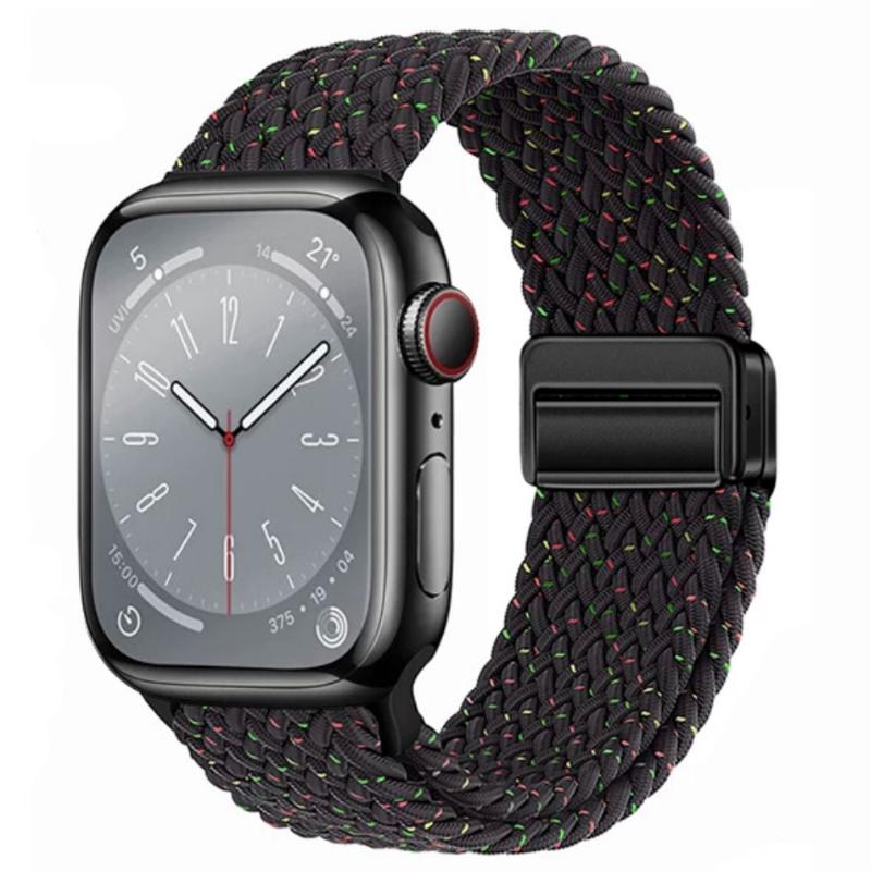 Geflochtenes Solo Loop-Armband aus Nylon für Apple Watch Band Ultra2 49 mm 9 8 7 41 mm Metall-Magnetarmband 45 mm 6 5 4 SE 44 mm verstellbarer elastischer iWatch-Gurt