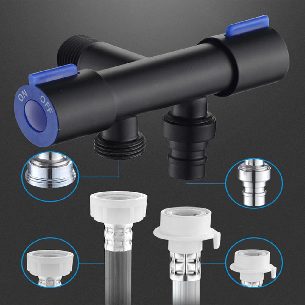 Dual Outlet Toilet Bidet Sprayer Shut Off Valve Angle Hose High Pressure Diverter for Washing