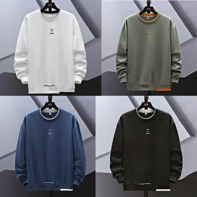 Gefälschte Zwei Stücke Gespleißt Pullover Herren Kleidung Koreanische Einfarbig Frühling Herbst Alle-spiel Casual Patch Designs Sweatshirts Neue tops