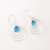Natural Swiss Blue Topaz Gemstone 925 Sterling Silver Handcrafted Earrings 1.80" EE-31-2