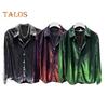 Men Shirt Turn-down Collar Loose Glossy Surface Single-breasted Loose Long Sleeve Top Club Party Casual Formal Wear Shirt