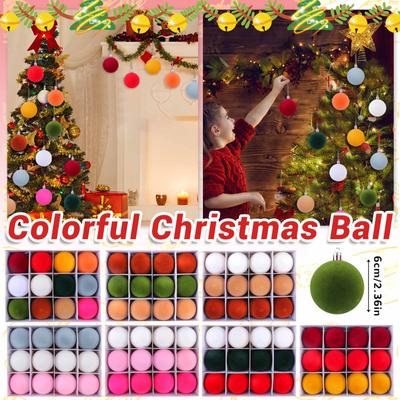 Colourful Flocking Christmas Ball Decorations Diy Plush Round Ball Boxed Christmas Tree Decoration Ball Hanging Accessories