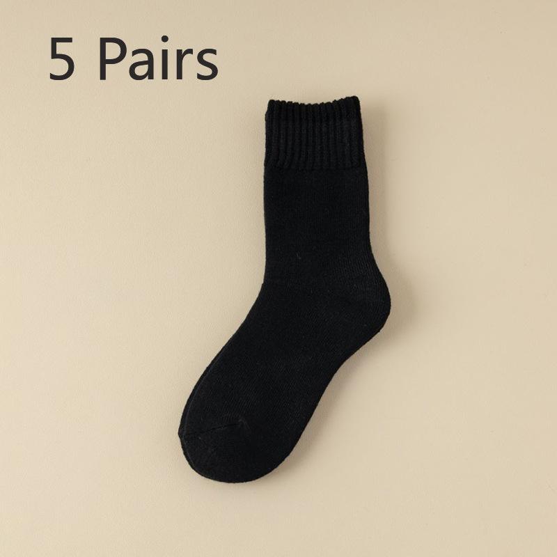5 Pairs of Women's Autumn and Winter Fleece Thickened Warm Circle Wool Stockings