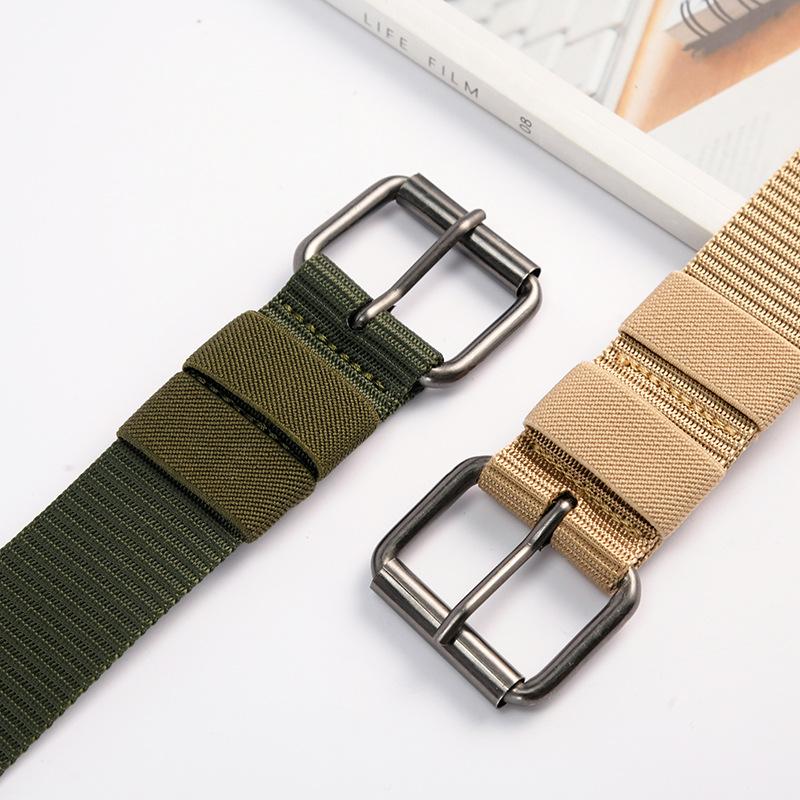 Men's Faux Nylon Pin Buckle Belt Fashion Outdoor Tactical Sports Belt Simple Trouser Belt