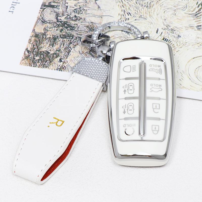 NEW 8 Buttons TPU Car Key Cover Case For Hyundai Genesis G80 GV70 GV80 2019 2020 2021 2022 Remote Key Holder Auto Accessories
