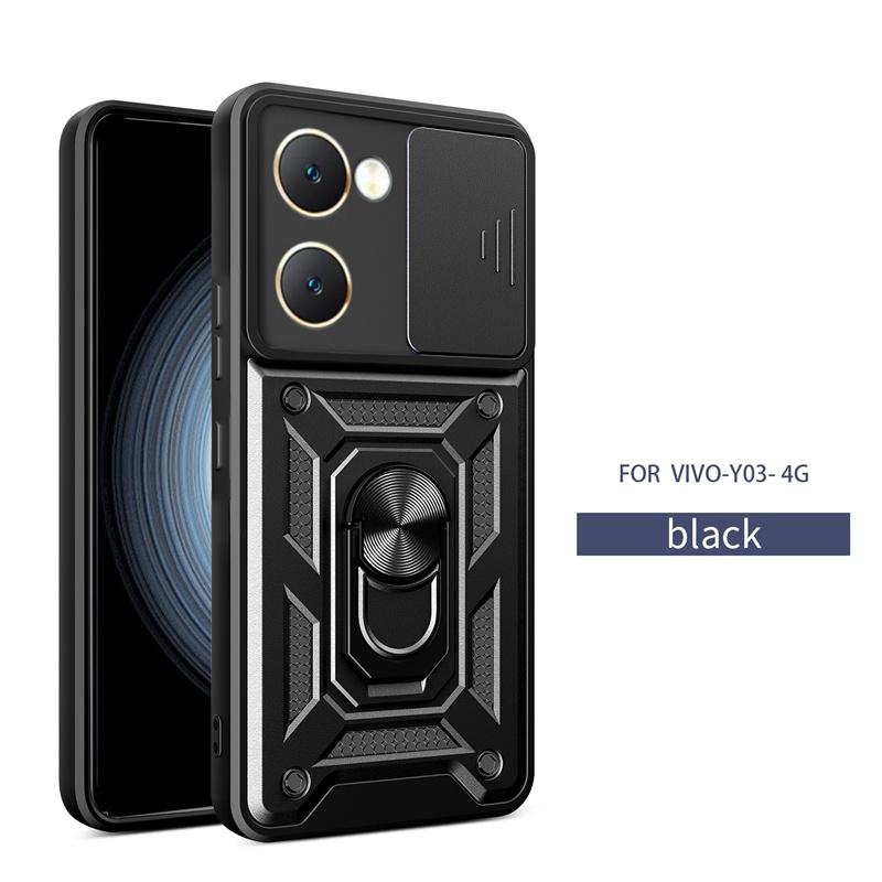 For Vivo Y03 4G Case Slide Lens Camera Protection Back Capa For Vivo Y03 4G  Y 03 VivoY03 Cover Magnetic Ring Holder Armor Funda