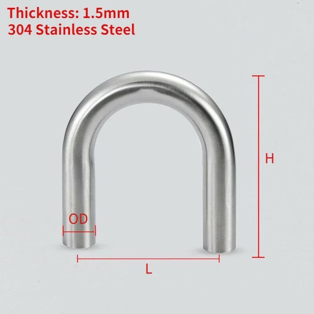 304 Stainless Steel U-shaped Pipe 180 Degree Elbow 180 Degree Pipe 51mm Polished Exhaust Pipe Silver Stainless Steel Elbow 1 PCS