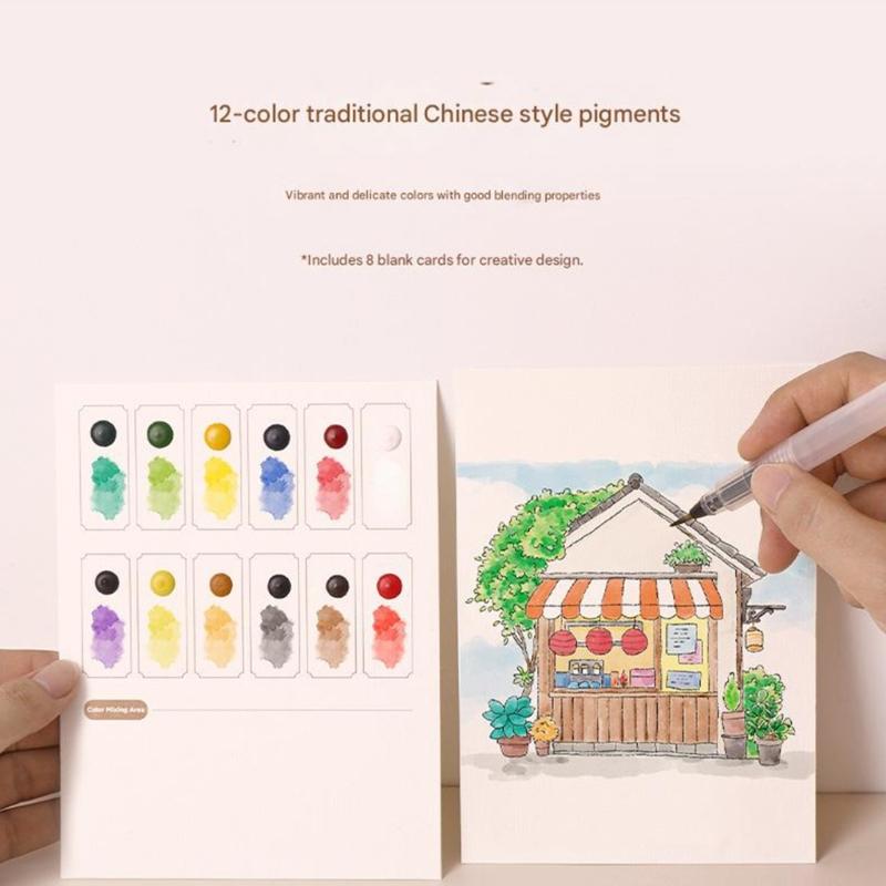 Beginner Friendly Watercolor Coloring Book Features Sketched Designs Blank Pages and Palette Perfect for Creativity